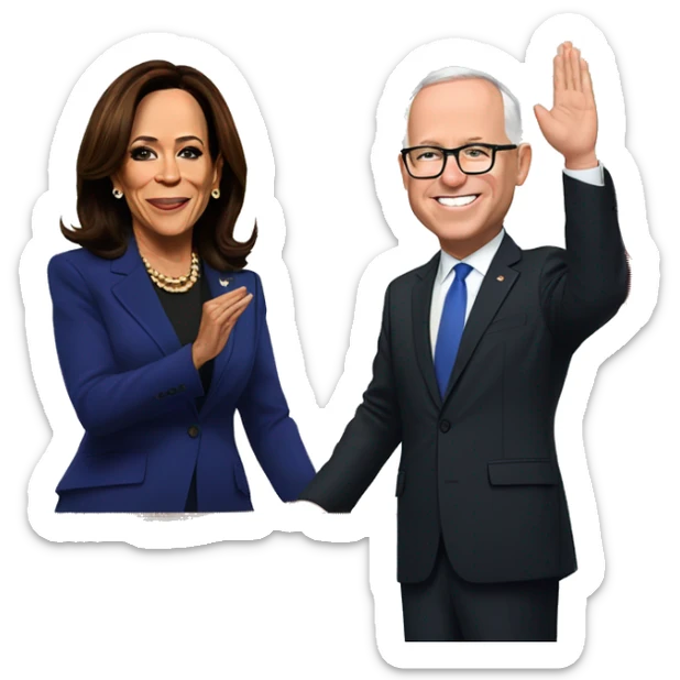 Kamala Harris and Tim Walz being sworn in at their inaugural sticker