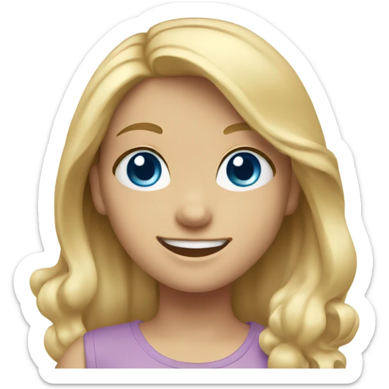 smiling girl with blonde hair blue eyes sticker