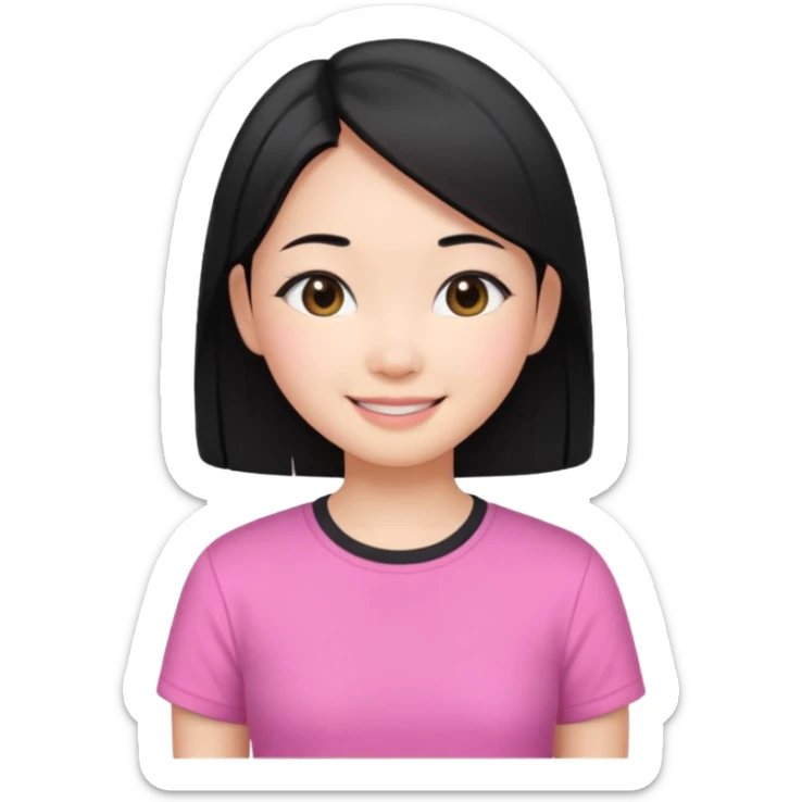 cute Asian girl with black straight hair sticker
