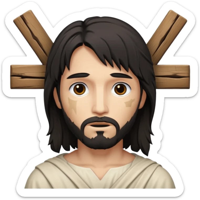 jesus-body-on-the-cross, with black edgy  Emo hair sticker