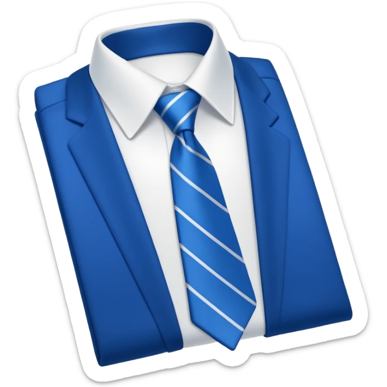 men's blue tie on white shirt, minimalism, no emojis or faces, iOS emoji style sticker