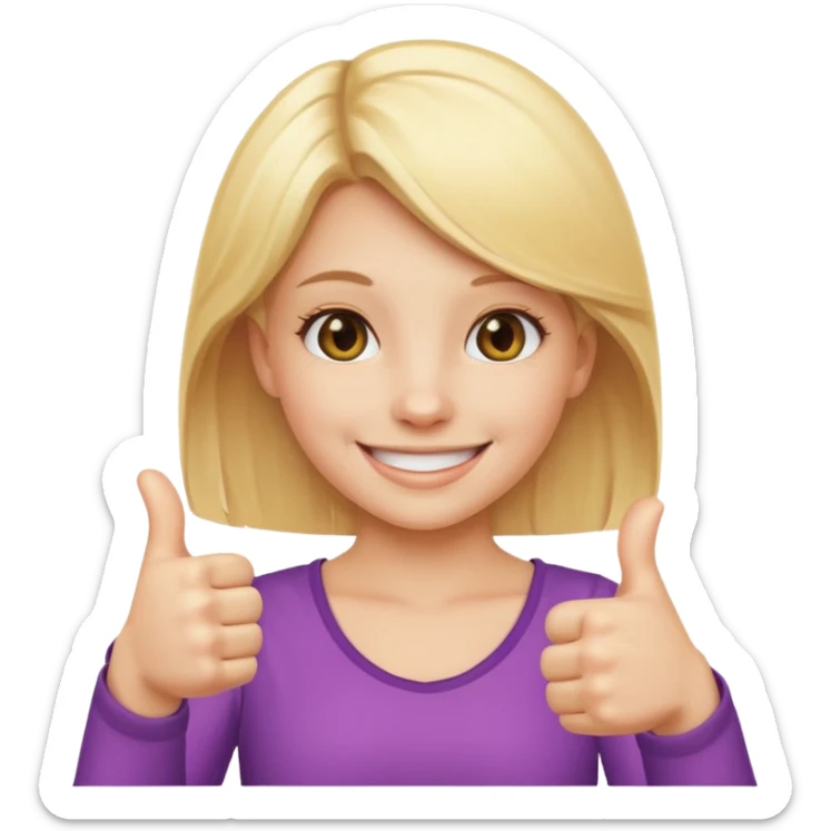 Double thumbs up blonde girl smiling emoji sticker