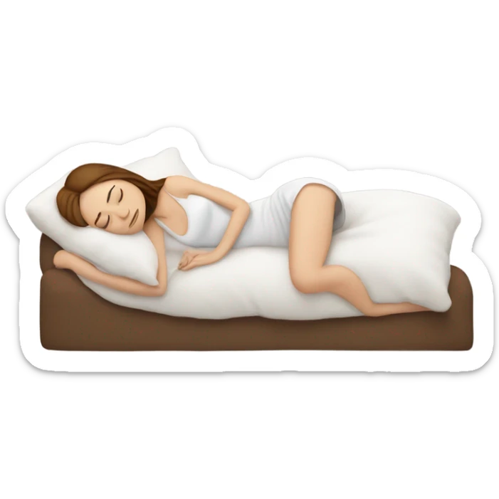 White girl with frekles Brown not curly hair sleeping peacfully without makeup on a pillow  sticker