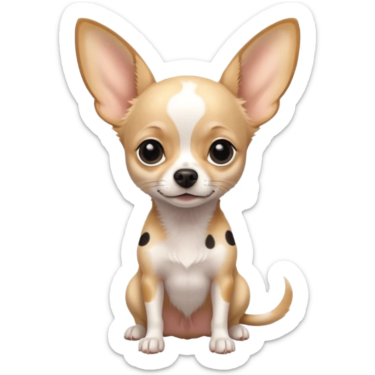 Chihuahua blanco con machas negras. Super delagado y con grandes orejas  sticker