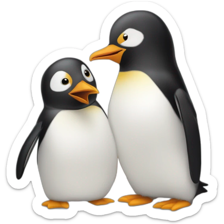 Pingouins qui fait coucou a un autre pingouins à côté de lui sticker
