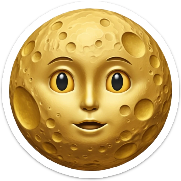 Create a emoji hidden S in moon surface moon colour golden and not face moon and s hidden but view  sticker