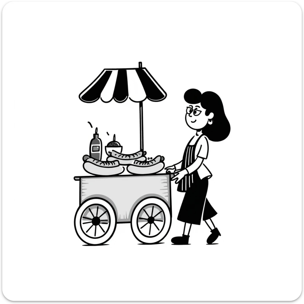 hotdog seller in New York with cart sticker