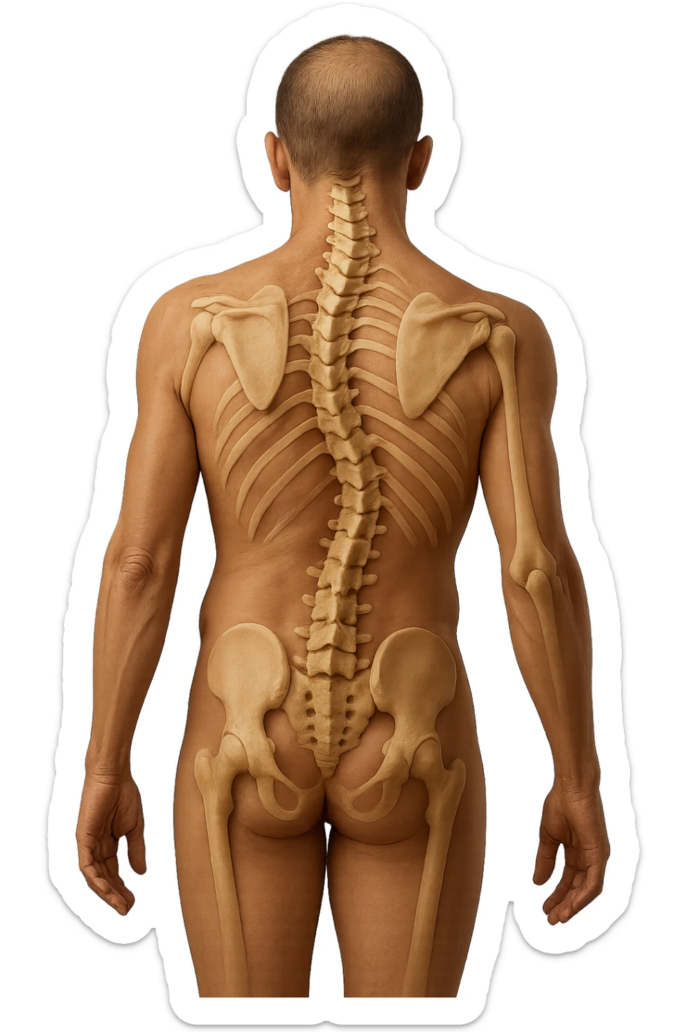 fai immagine identica ma iperrealistico 4k, postura storta con spina dorsale storta sticker