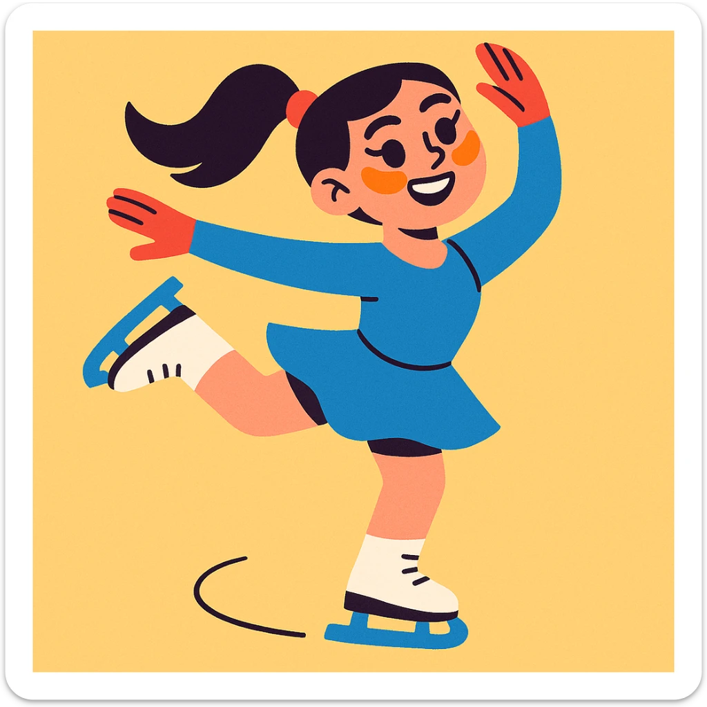 A figure skater girl with orange eye patches under her eyes sticker