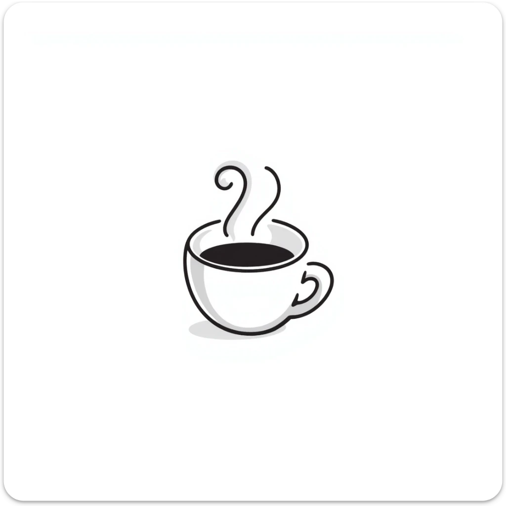 hand-drawn doodle of a cappuccino cup with steam and foam sticker