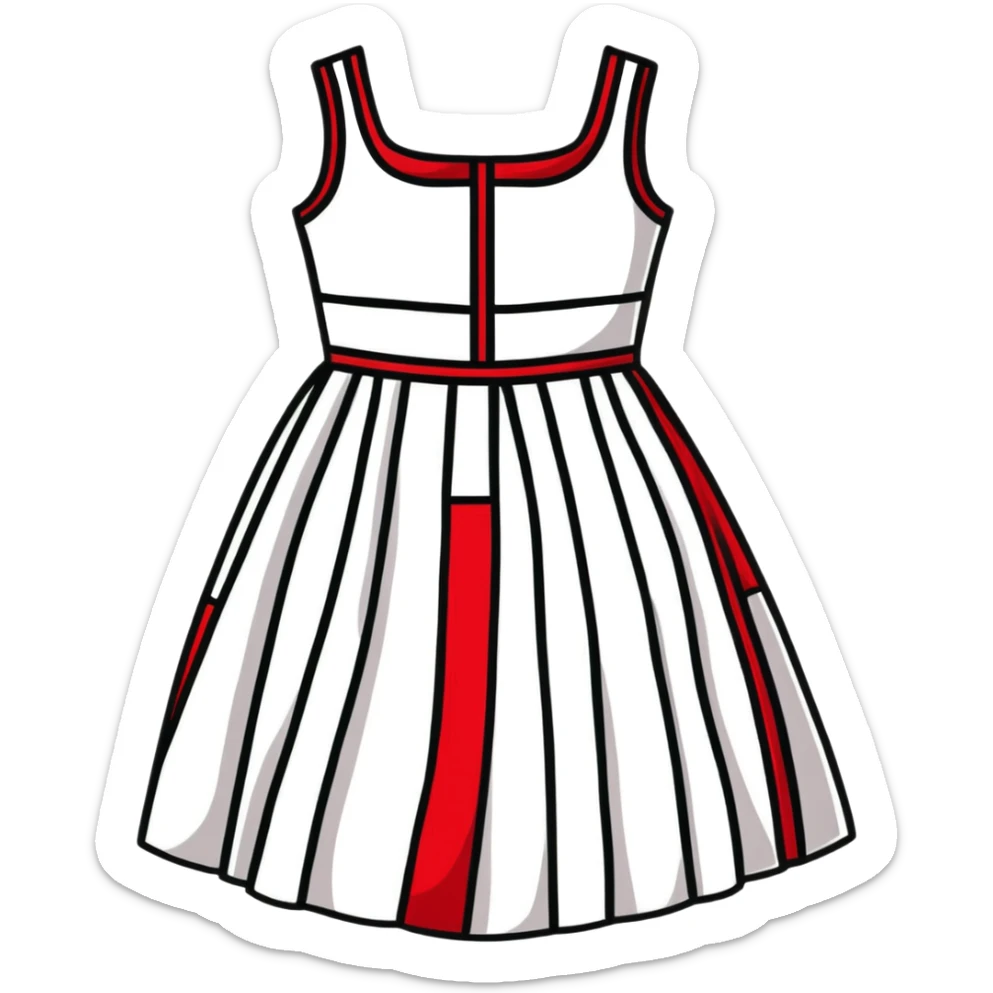 fashionable dress with red and green stripes sticker