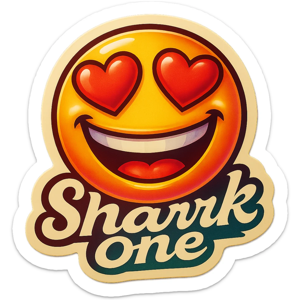 grin
heart shaped eye
add the words “ Shark One " in White sticker