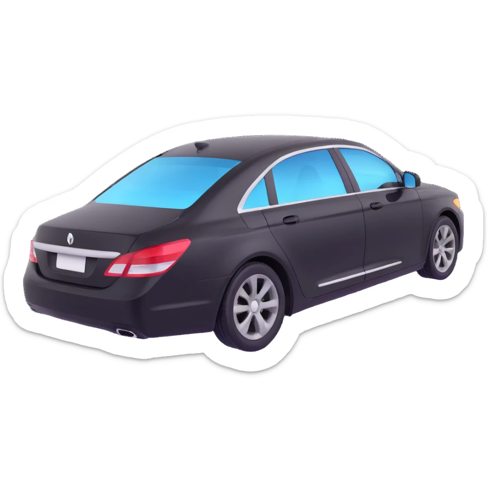 black high-end sedan with a clear protective film halfway on the car, showing the application process, elegant and sophisticated sticker