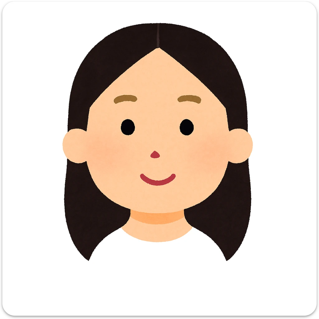 Edit the image to have straight hair split in the middle, keeping the Irasutoya style and only the face visible. sticker