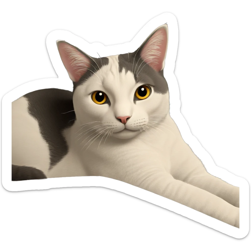 cat admiring blooming flowers sticker