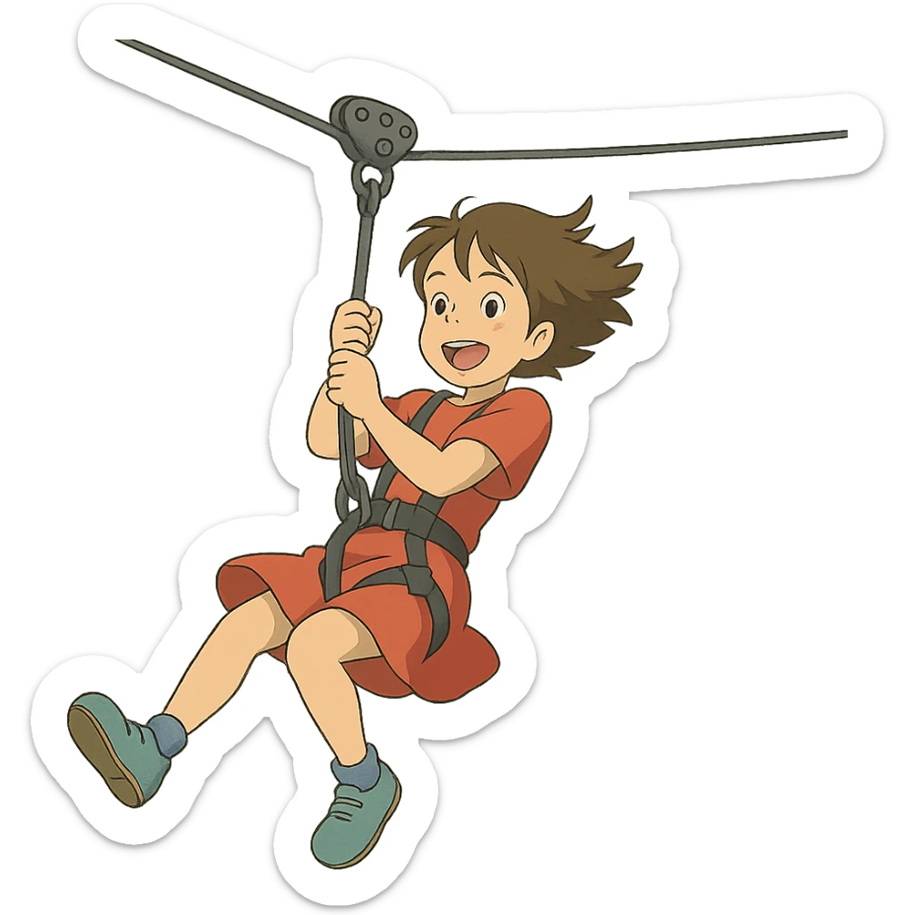 ghibli style zip line sticker