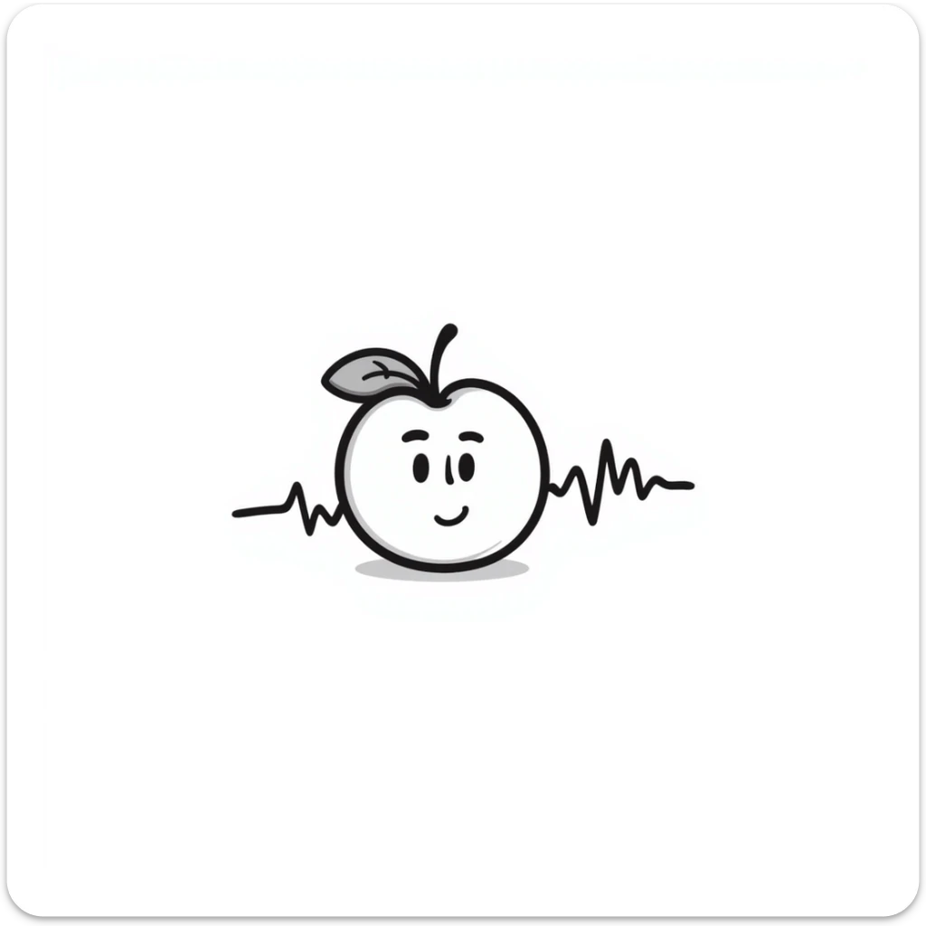 hand-drawn peach emoji with heartbeat monitor line sticker
