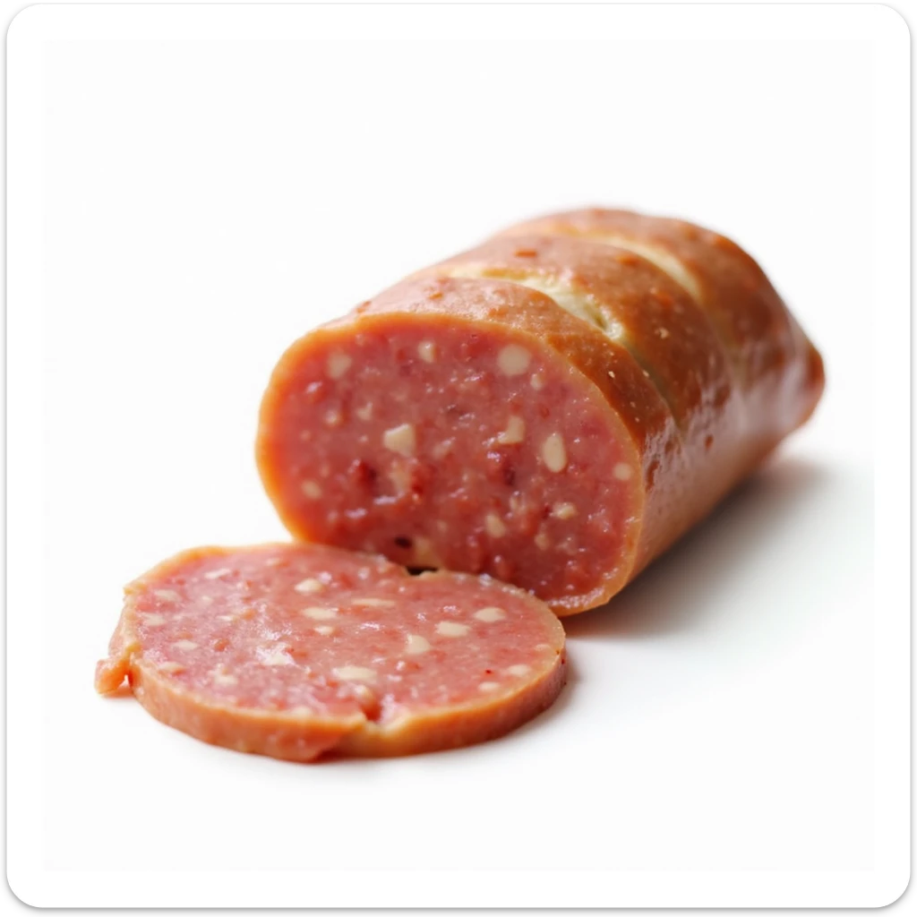 slices of bologna sausage, realistic, isolated, no background sticker