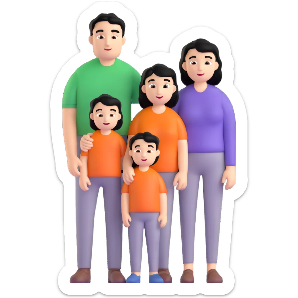joyful caucasian family with black-haired father, mother and their young son sticker