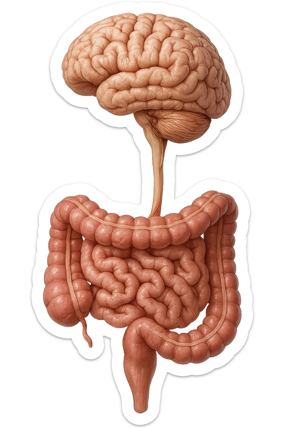 intestino e cervello sono collegati verticalmente, iperrealistico 4k sticker
