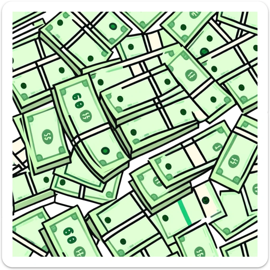 mountain of cash money bills sticker