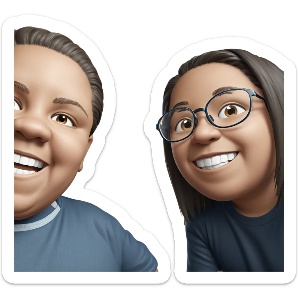 grinning boys with glasses sticker