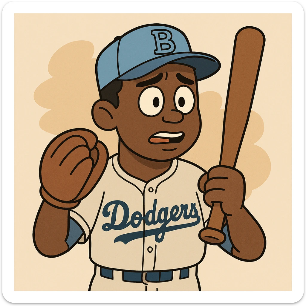Light blue Little people pictures a boy Jackie Robinson Witam by 20 Label Sanches Vegas Mustined by Linzie Heater sticker