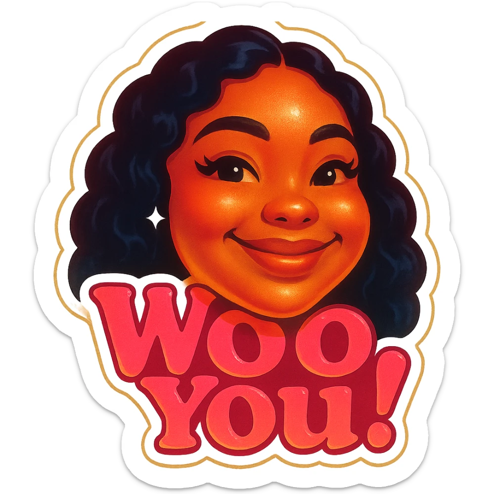 excited smile with mouth closed add the words W You! in pink sticker