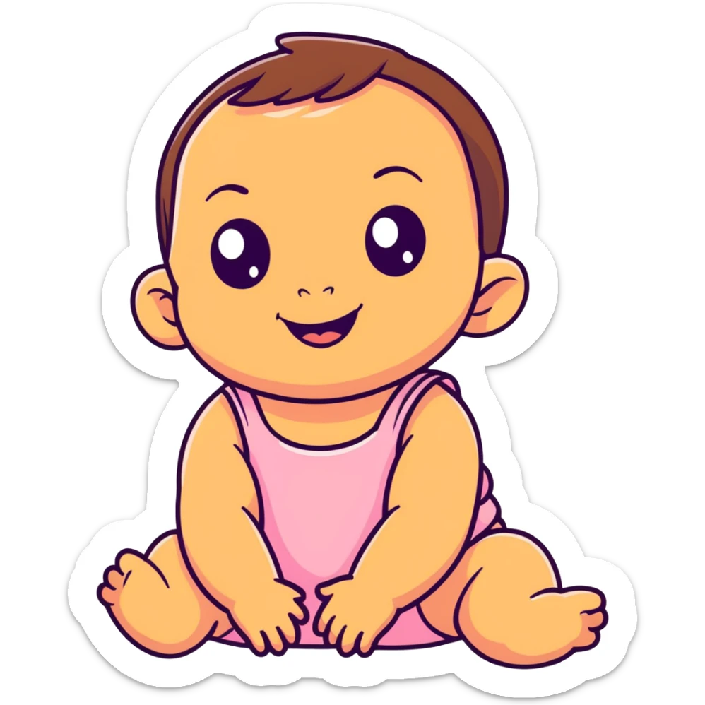 smiling baby girl with big eyes and medium skin tone sticker