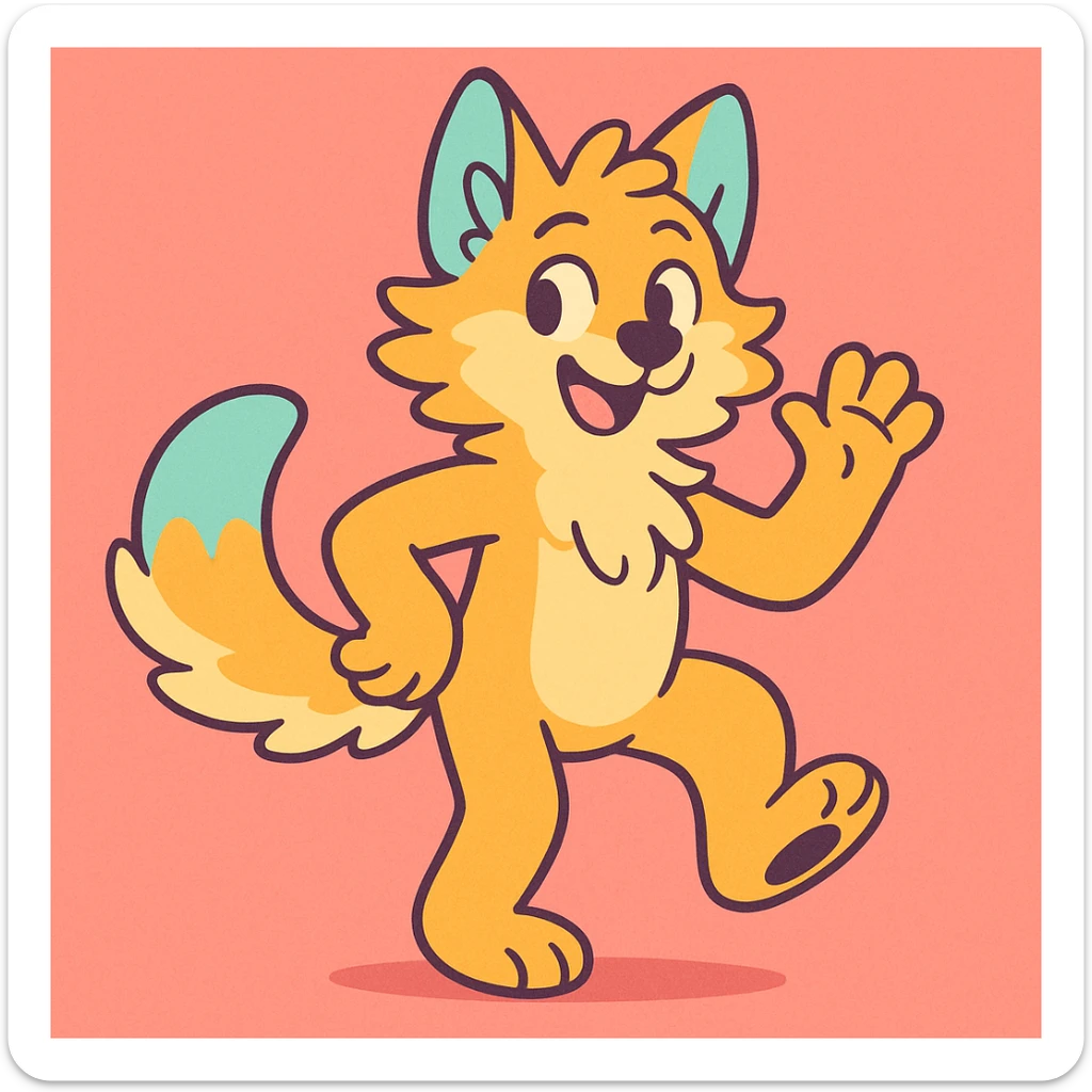 furry anthro character, pastel colors, cute pose sticker