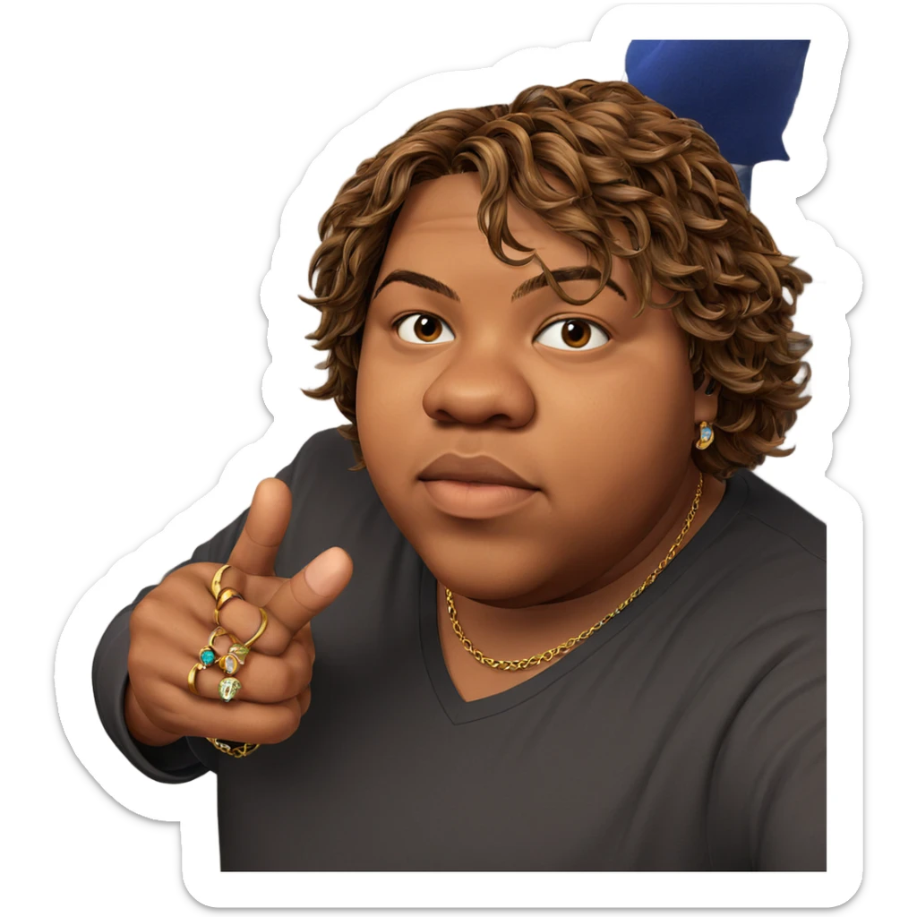 brown haired boy with jewelry sticker