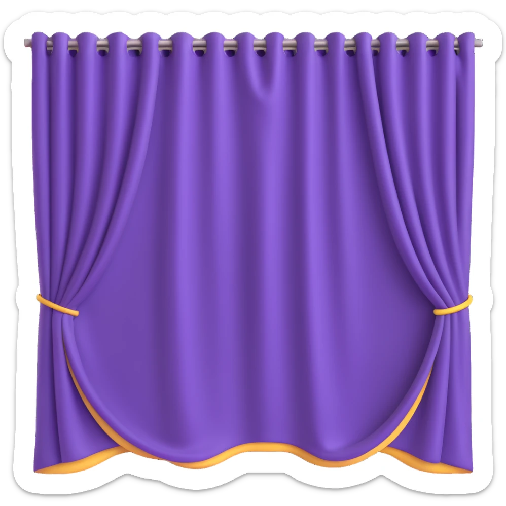 A purple curtain hanging down, made of soft fabric, slightly wrinkled or flowing sticker