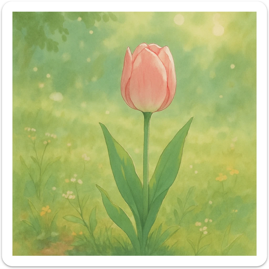 a tulip flower, natural colors, soft, fairy-like atmosphere,  sticker