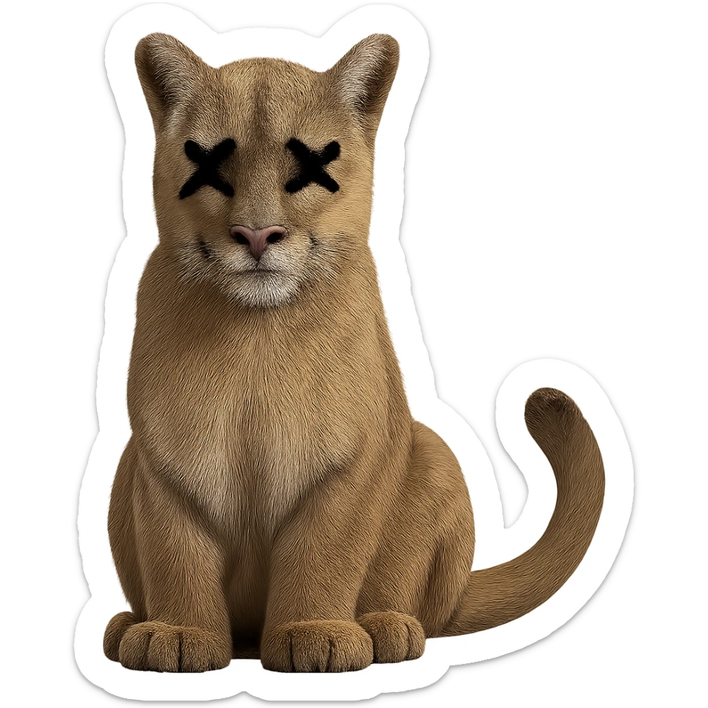 Overlay cartoon X's on the eyes in the exact same style and position as the deer image, referencing the deer for the X style. Keep everything else 100% identical—pose, style, lighting, and details. Make the background transparent. sticker