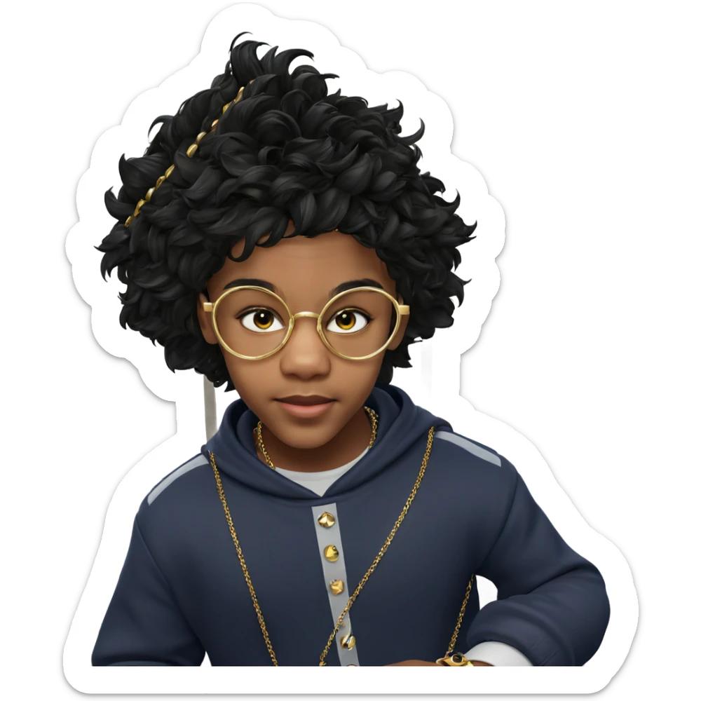 charming boy with jewelry sticker