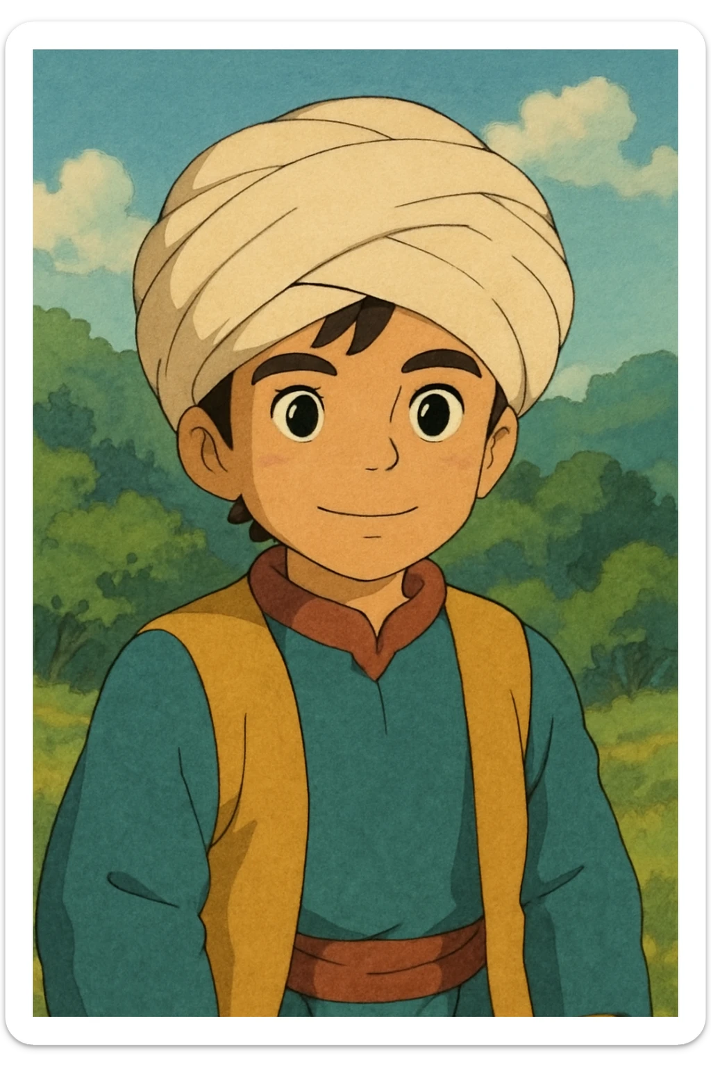 A boy brown hair black eyes turbi x costume sticker