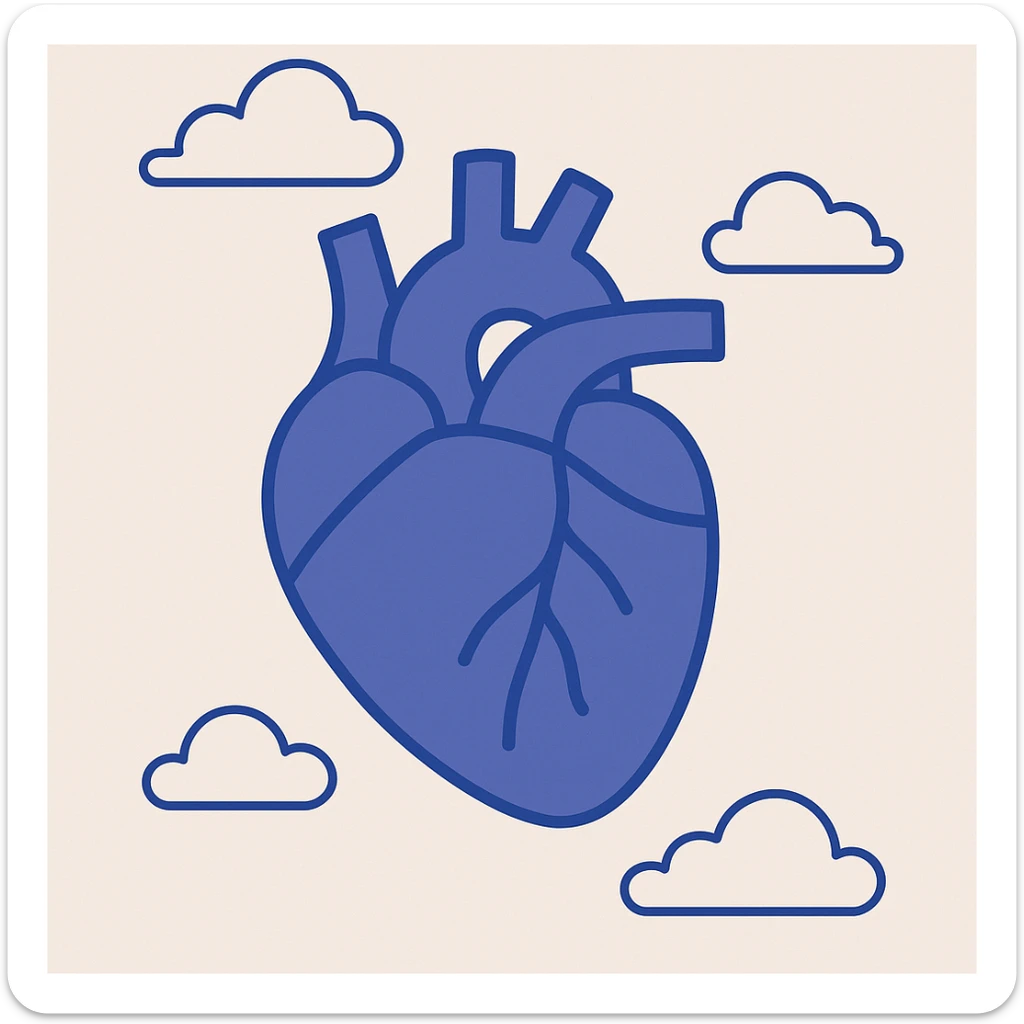 purple heart, flat blue style, minimal, no text sticker