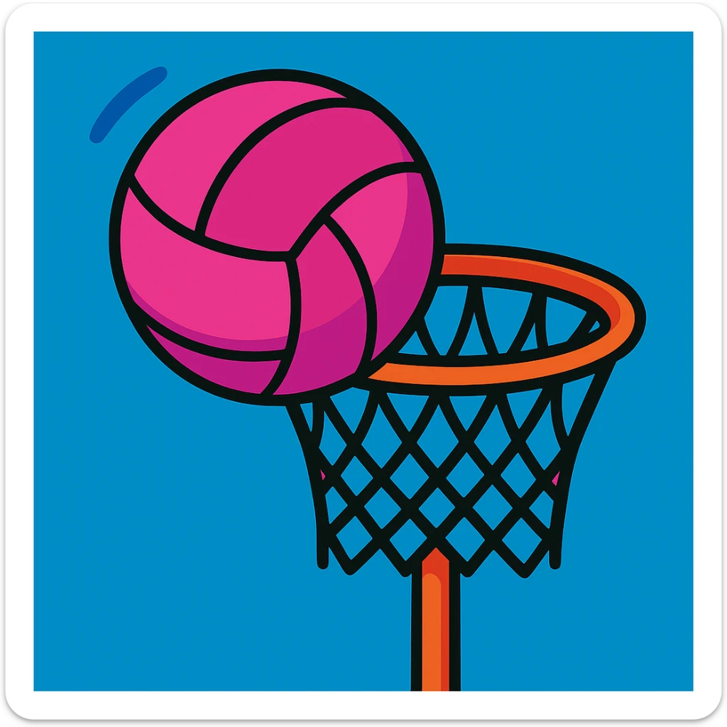 Change the netball to pink, keep the vibrant toon style with the hoop clear and vibrant. sticker