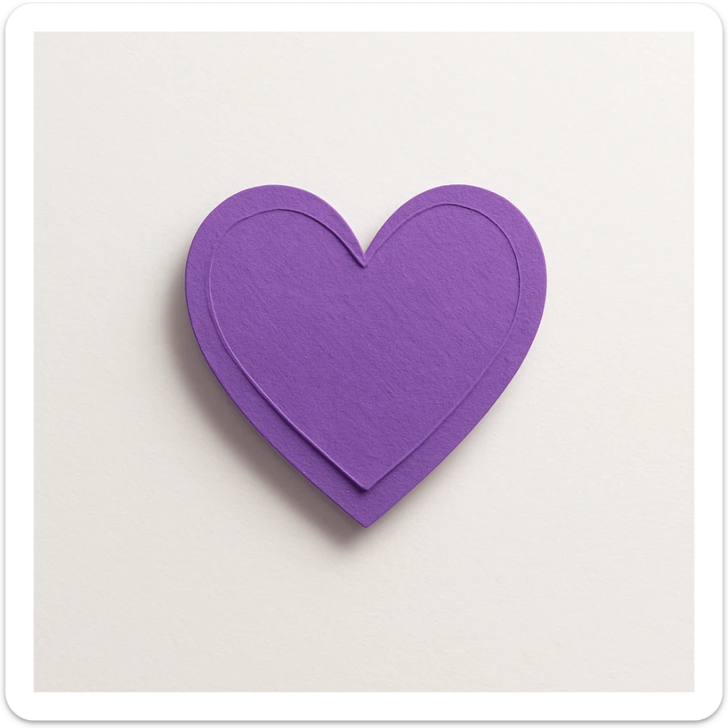 purple heart, paper craft style, layered paper look, no text, transparent background sticker