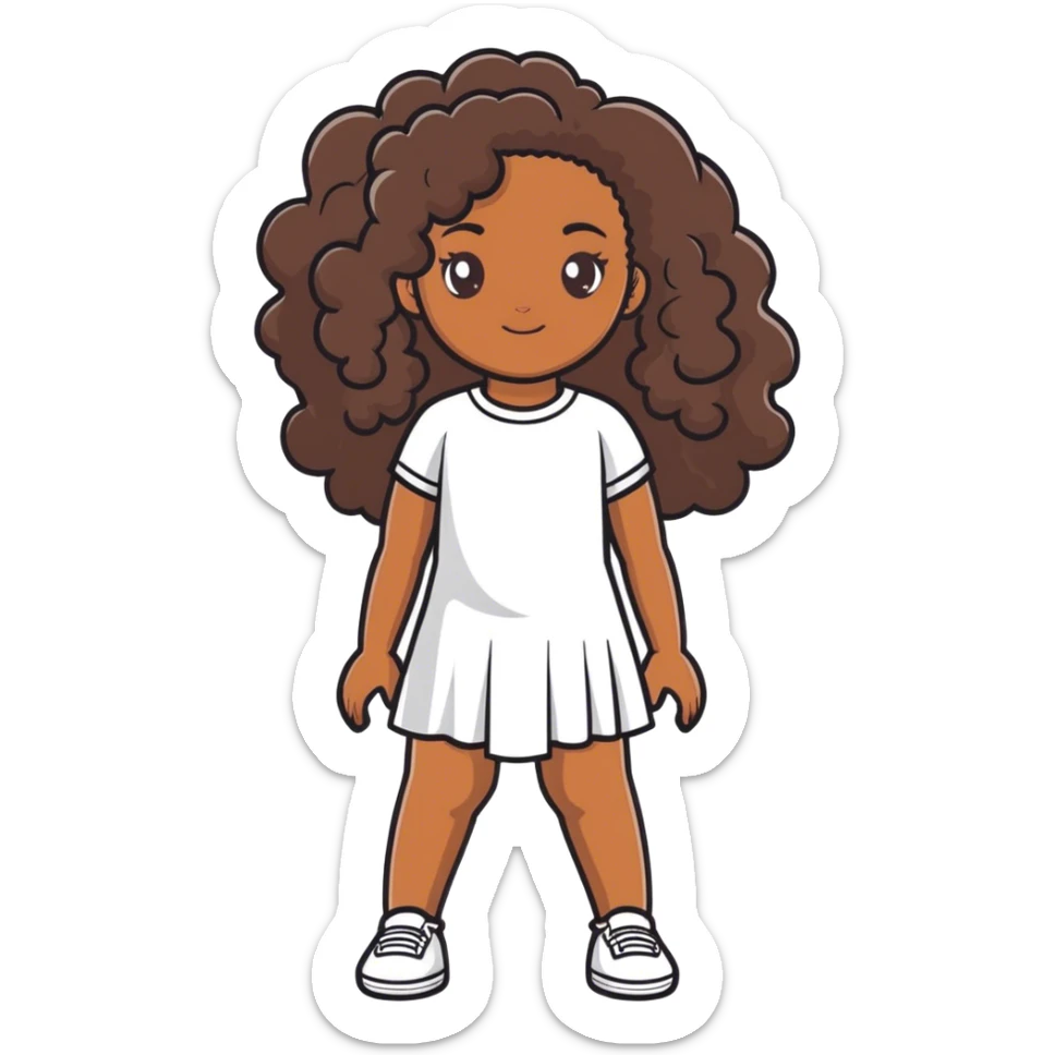Make a black girl with curly hair thsts long and defined with brown skin  sticker