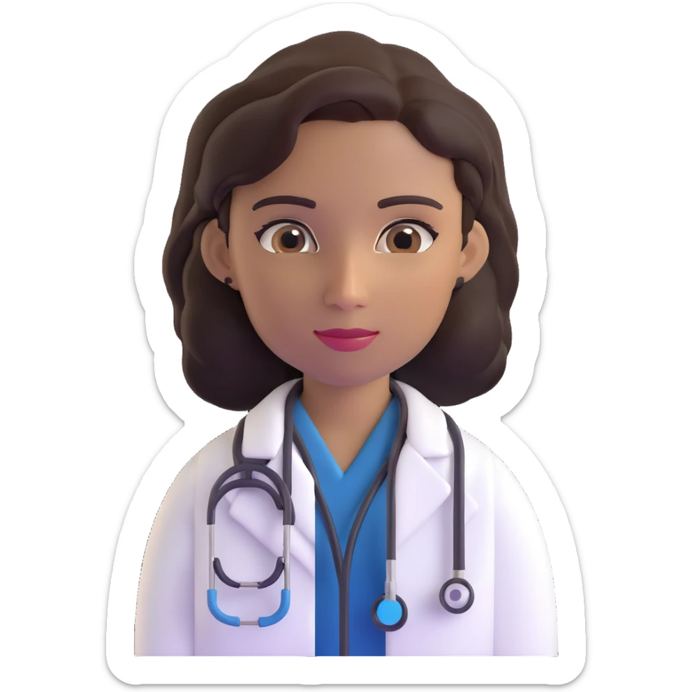 mature 60 year old doctor with stethoscope, dark brown hair, medium-dark tan skin tone, cinnamon skin, professional looking but not elderly sticker