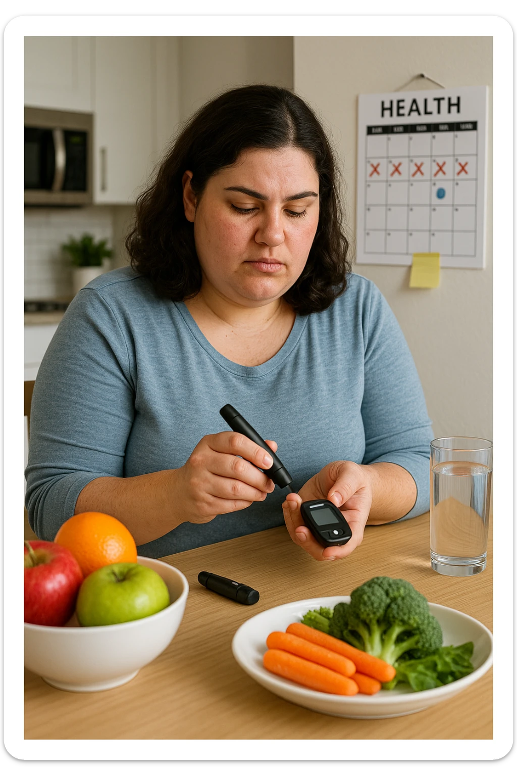 Donna con pcos che regola la sua glicemia immagine realistiche in italiano sticker