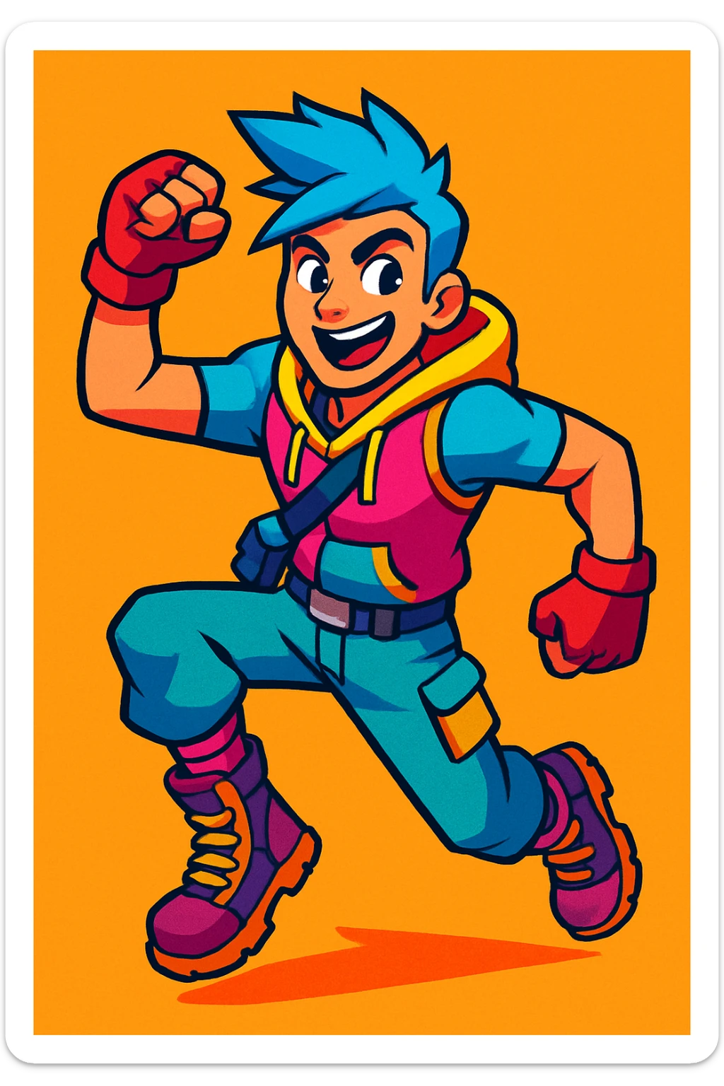 Fortnite character, vibrant cartoonish style, dynamic pose, colorful outfit, energetic expression sticker