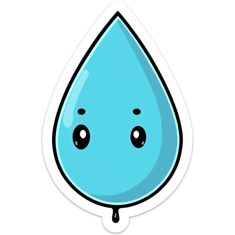 cartoon sticker of a sad water droplet sticker
