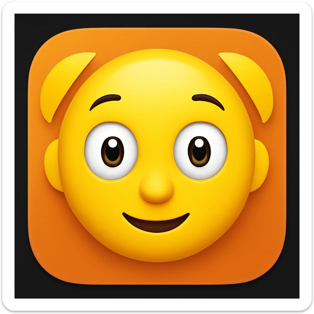 Add a rounded app icon border to the emoji, keeping the Snipes app logo style clear and central. The style should maintain the original emoji look with a clean and simple rounded border around it. sticker