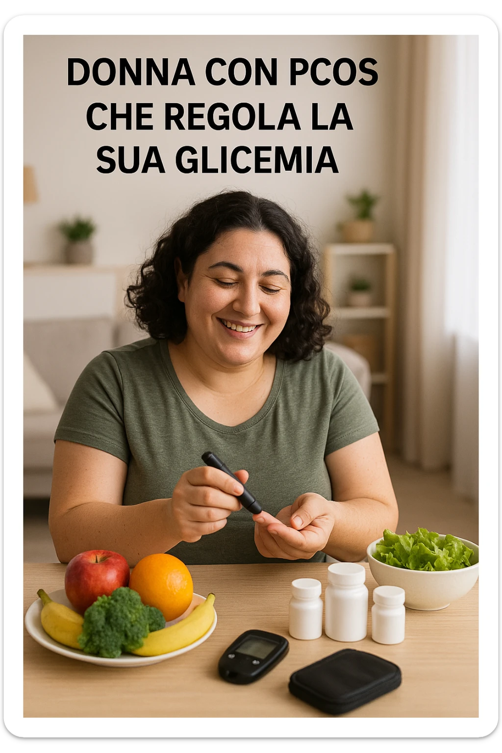 Donna con pcos che regola la sua glicemia immagine realistiche in italiano sticker