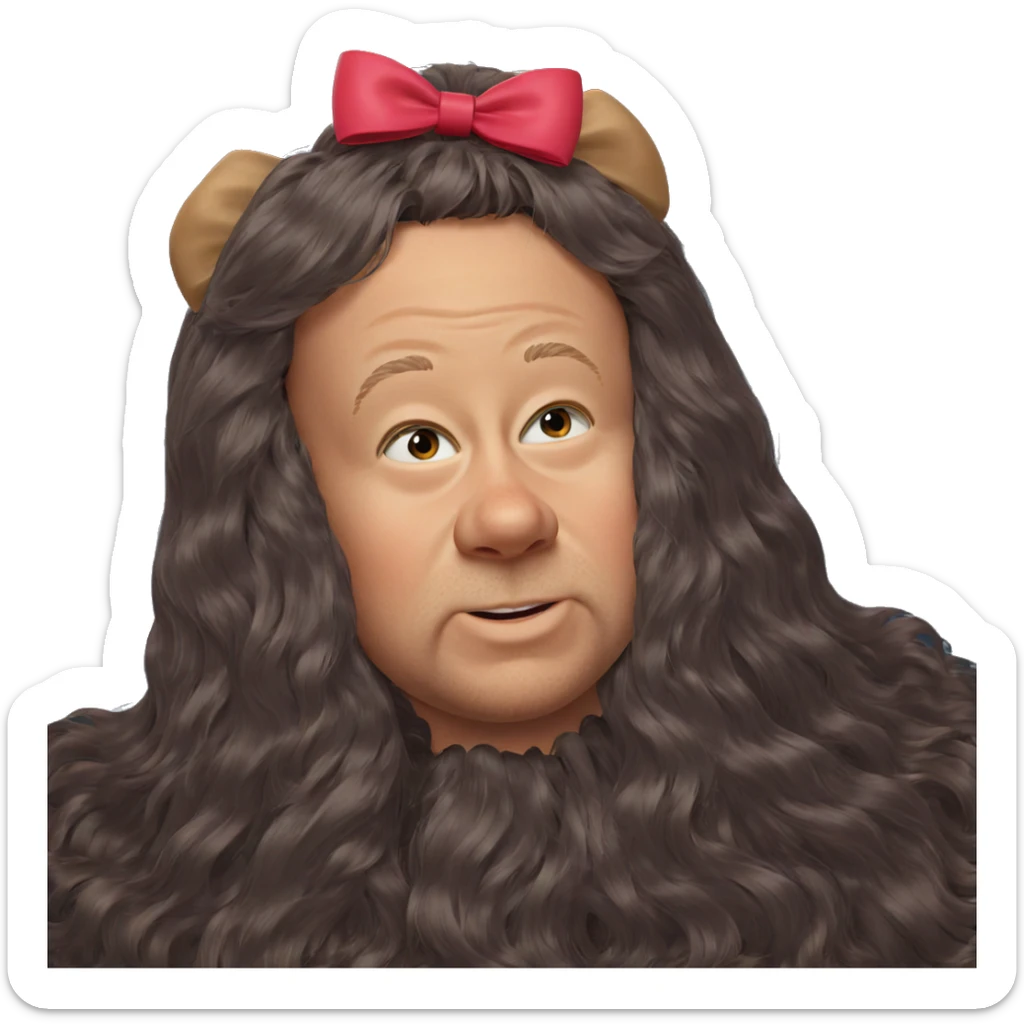 boy with hair bow sticker