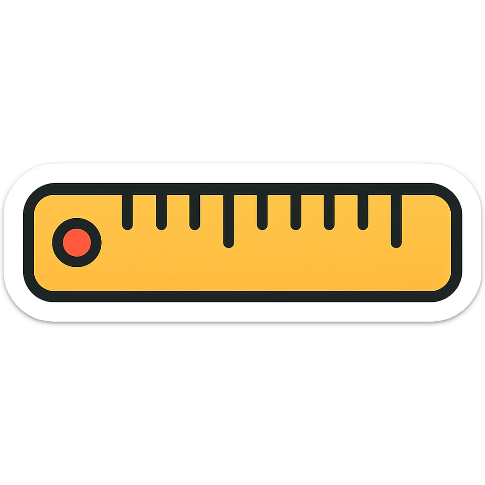 Add color to the ruler icon, keeping it simple and clear with lineal color and black outlines. sticker