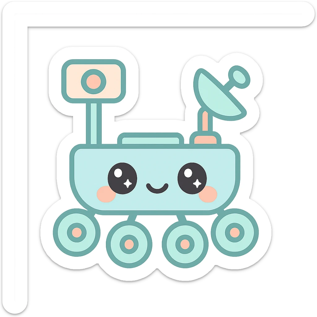 Mars Rover emoji icon, kawaii style, cute and approachable, suitable for social media sticker