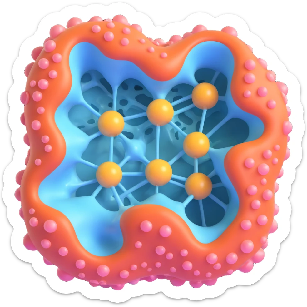 3D cross-section of biomembrane with detailed phospholipid bilayer, integral and peripheral proteins, cholesterol, glycoproteins, depth and perspective, scientific illustration style, no organelles sticker